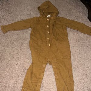 Crinkle cotton hooded romper